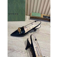 Load image into Gallery viewer, Gucci GG Women Pump with Bamboo Horsebit Black Leather