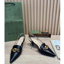 Load image into Gallery viewer, Gucci GG Women Pump with Bamboo Horsebit Black Leather