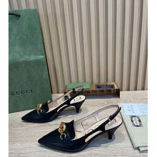 Load image into Gallery viewer, Gucci GG Women Pump with Bamboo Horsebit Black Leather