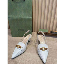 Load image into Gallery viewer, Gucci GG Women Pump with Bamboo Horsebit White Leather