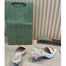 Load image into Gallery viewer, Gucci GG Women Pump with Bamboo Horsebit White Leather