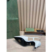 Load image into Gallery viewer, Gucci GG Women Pump with Bamboo Horsebit White Leather
