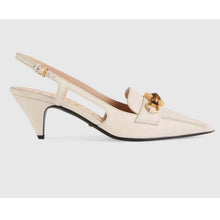 Load image into Gallery viewer, Gucci GG Women Pump with Bamboo Horsebit White Leather