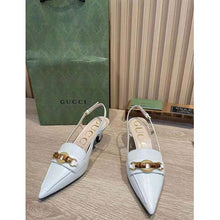 Load image into Gallery viewer, Gucci GG Women Pump with Bamboo Horsebit White Leather