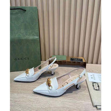 Load image into Gallery viewer, Gucci GG Women Pump with Bamboo Horsebit White Leather