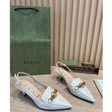 Load image into Gallery viewer, Gucci GG Women Pump with Bamboo Horsebit White Leather