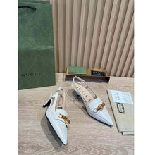 Load image into Gallery viewer, Gucci GG Women Pump with Bamboo Horsebit White Leather