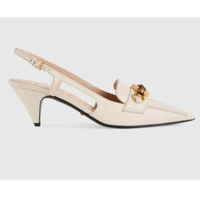 Load image into Gallery viewer, Gucci GG Women Pump with Bamboo Horsebit White Leather