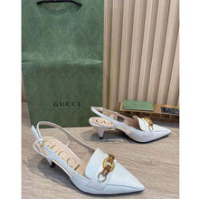 Load image into Gallery viewer, Gucci GG Women Pump with Bamboo Horsebit White Leather