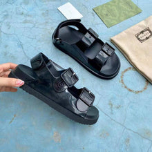Load image into Gallery viewer, Gucci GG Women Sandal with Mini Double G Black Rubber