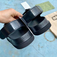 Load image into Gallery viewer, Gucci GG Women Sandal with Mini Double G Black Rubber