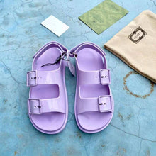 Load image into Gallery viewer, Gucci GG Women Sandal with Mini Double G Lilac Rubber