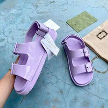 Load image into Gallery viewer, Gucci GG Women Sandal with Mini Double G Lilac Rubber