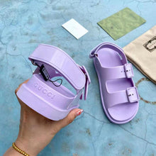 Load image into Gallery viewer, Gucci GG Women Sandal with Mini Double G Lilac Rubber