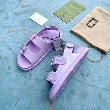 Load image into Gallery viewer, Gucci GG Women Sandal with Mini Double G Lilac Rubber