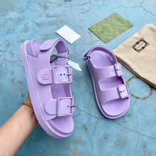 Load image into Gallery viewer, Gucci GG Women Sandal with Mini Double G Lilac Rubber