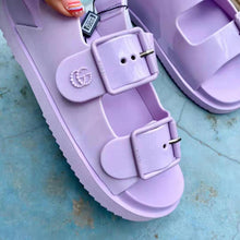 Load image into Gallery viewer, Gucci GG Women Sandal with Mini Double G Lilac Rubber