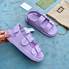 Load image into Gallery viewer, Gucci GG Women Sandal with Mini Double G Lilac Rubber