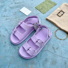 Load image into Gallery viewer, Gucci GG Women Sandal with Mini Double G Lilac Rubber