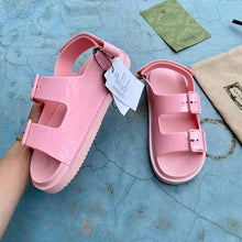 Load image into Gallery viewer, Gucci GG Women Sandal with Mini Double G Pink Rubber