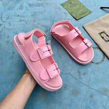 Load image into Gallery viewer, Gucci GG Women Sandal with Mini Double G Pink Rubber