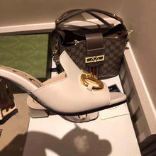 Load image into Gallery viewer, Gucci GG Women Slide Sandal with Horsebit White Leather 8 cm Heel