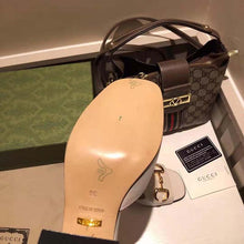 Load image into Gallery viewer, Gucci GG Women Slide Sandal with Horsebit White Leather 8 cm Heel
