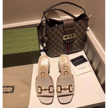 Load image into Gallery viewer, Gucci GG Women Slide Sandal with Horsebit White Leather 8 cm Heel