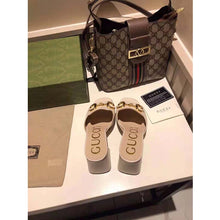 Load image into Gallery viewer, Gucci GG Women Slide Sandal with Horsebit White Leather 8 cm Heel
