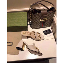 Load image into Gallery viewer, Gucci GG Women Slide Sandal with Horsebit White Leather 8 cm Heel