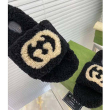 Load image into Gallery viewer, Gucci GG Women Slide Sandal with Interlocking G Black Interlocking G Merino Wool