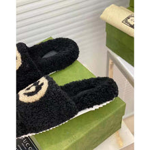 Load image into Gallery viewer, Gucci GG Women Slide Sandal with Interlocking G Black Interlocking G Merino Wool
