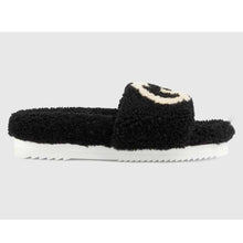 Load image into Gallery viewer, Gucci GG Women Slide Sandal with Interlocking G Black Interlocking G Merino Wool
