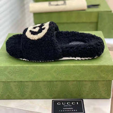 Load image into Gallery viewer, Gucci GG Women Slide Sandal with Interlocking G Black Interlocking G Merino Wool
