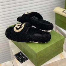 Load image into Gallery viewer, Gucci GG Women Slide Sandal with Interlocking G Black Interlocking G Merino Wool