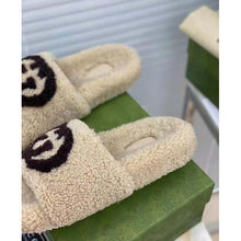 Load image into Gallery viewer, Gucci GG Women Slide Sandal with Interlocking G Light Brown Interlocking G Merino Wool