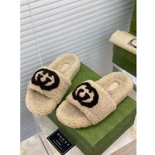 Load image into Gallery viewer, Gucci GG Women Slide Sandal with Interlocking G Light Brown Interlocking G Merino Wool