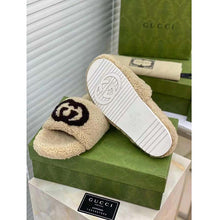 Load image into Gallery viewer, Gucci GG Women Slide Sandal with Interlocking G Light Brown Interlocking G Merino Wool