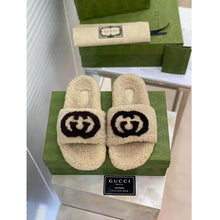 Load image into Gallery viewer, Gucci GG Women Slide Sandal with Interlocking G Light Brown Interlocking G Merino Wool