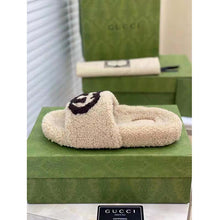 Load image into Gallery viewer, Gucci GG Women Slide Sandal with Interlocking G Light Brown Interlocking G Merino Wool