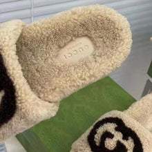 Load image into Gallery viewer, Gucci GG Women Slide Sandal with Interlocking G Light Brown Interlocking G Merino Wool