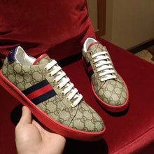Load image into Gallery viewer, Gucci Men Ace GG Supreme Canvas Sneaker Shoes-Red