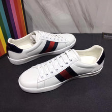 Load image into Gallery viewer, Gucci Men Ace Low-top Sneaker Shoes in Leather with Web-Navy