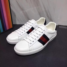 Load image into Gallery viewer, Gucci Men Ace Low-top Sneaker Shoes in Leather with Web-Navy