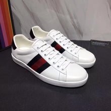 Load image into Gallery viewer, Gucci Men Ace Low-top Sneaker Shoes in Leather with Web-Navy