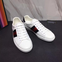 Load image into Gallery viewer, Gucci Men Ace Low-top Sneaker Shoes in Leather with Web-Navy