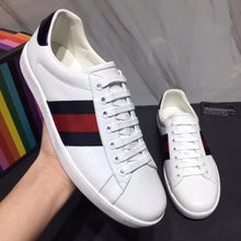 Load image into Gallery viewer, Gucci Men Ace Low-top Sneaker Shoes in Leather with Web-Navy
