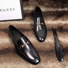 Load image into Gallery viewer, Gucci Men Horsebit Leather Loafer Shoes Black