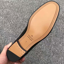 Load image into Gallery viewer, Gucci Men Horsebit Leather Loafer with Web Shoes Black