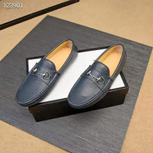 Load image into Gallery viewer, Gucci Men Leather Driver with Horsebit-Navy